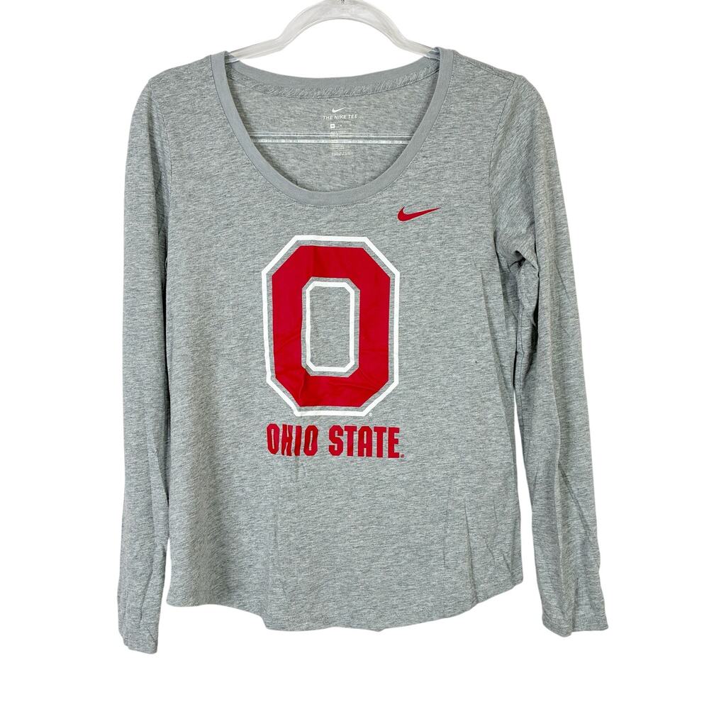 Nike Ohio State The Nike Tee Long Sleeve Heather Gray Scoop Neck Womens Medium